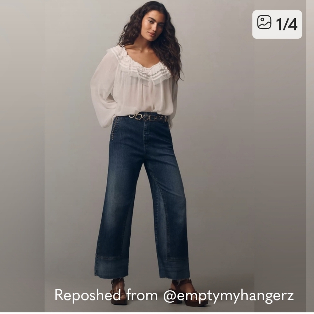 Anthropologie Dark Blue Wide Leg Jeans